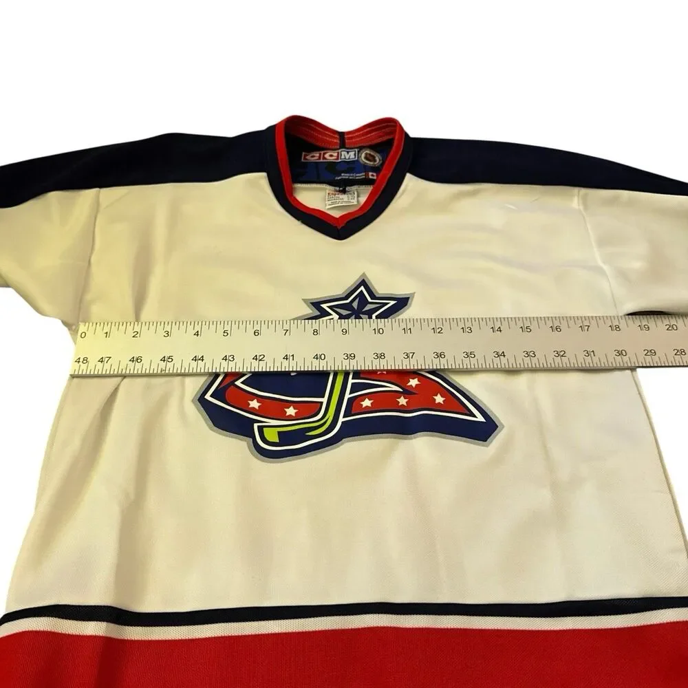 NWT Authentic‎ Ccm Columbus Blue Jackets Jersey Boys XL Mic 90s Vintage White